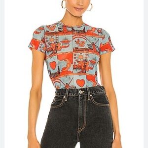 Miaou mini tee in tarot print size medium